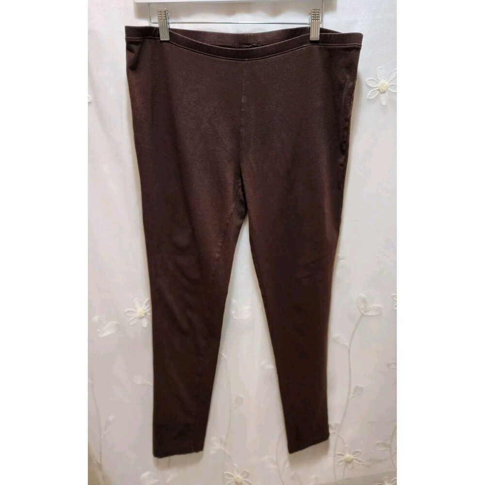 WOMEN XL DARK BROWN LEGGING PANTS BASIC PLAIN SOLID ESSENTIAL MINIMALIST STRETCH